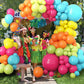 Tropical Balloon Arch Kit, Hot Pink Fruit Green Teal Orange Yellow Latex Rainbow Balloon Garland Kit For Beach Hawaiian Luau Alo