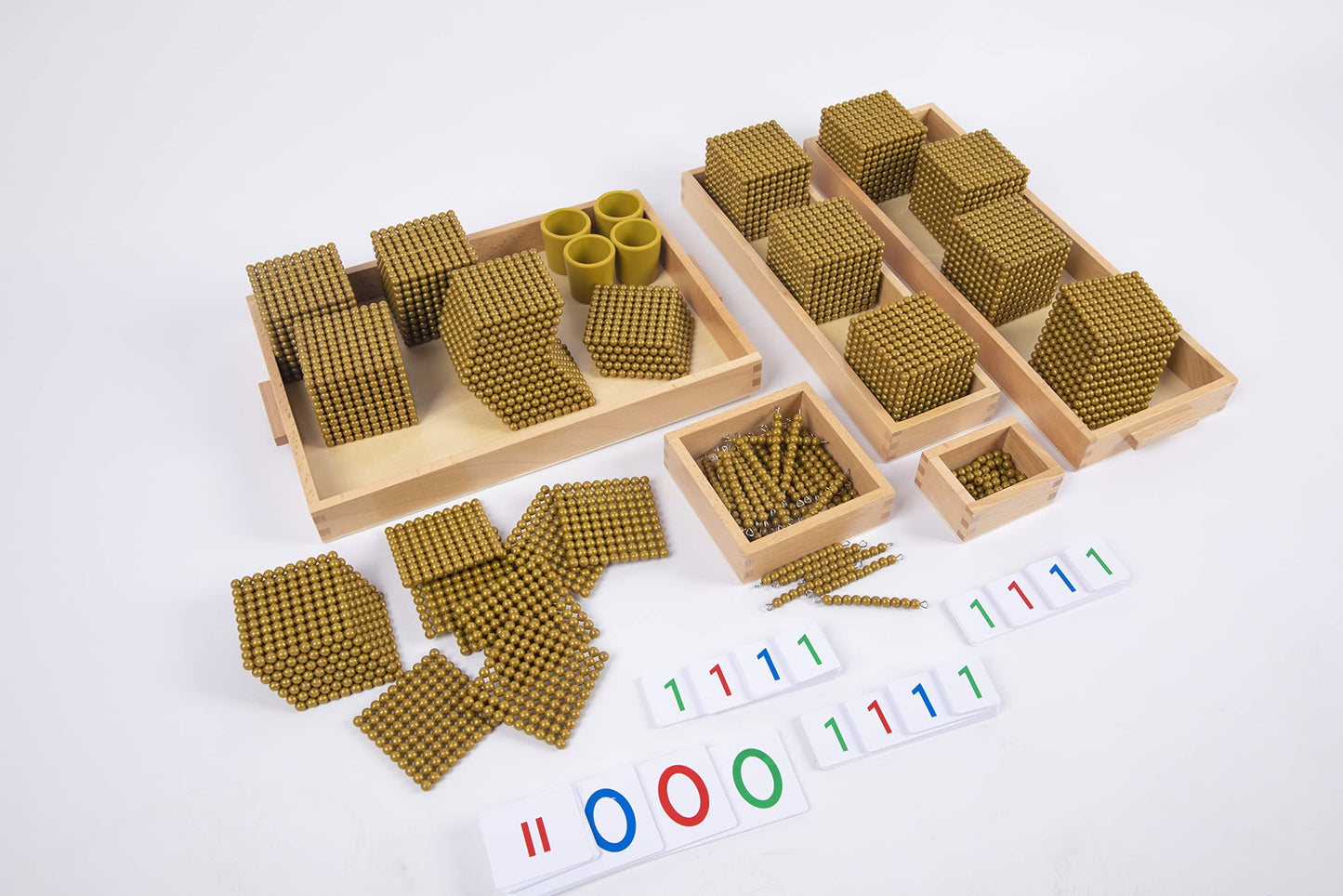 Adena Montessori Golden Beads Bank Game - Medium Acrylic Math Toy, Gold/Brown