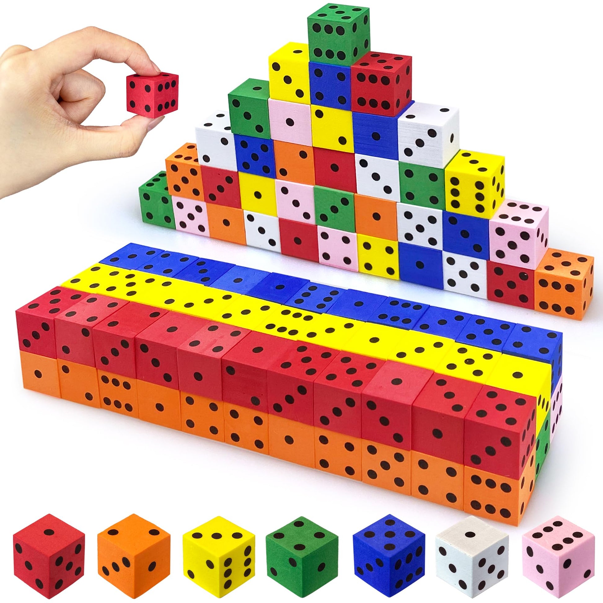 60PCS Foam Dice Set Small Colorful Dices with Number Dots for Math Game Building Toys Classroom Educational Toy Entertainment fo