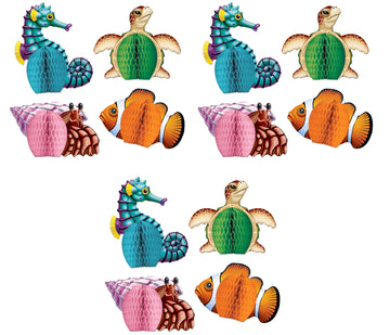 Beistle Sea Creatures Honeycomb Party Decorations - Pack Of 3