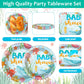 Gisgfim 96Pcs Under The Sea Baby Shower Party Supplies Paper Plates Napkins Ocean Theme Party Tableware Set Ocean Animal Underwa