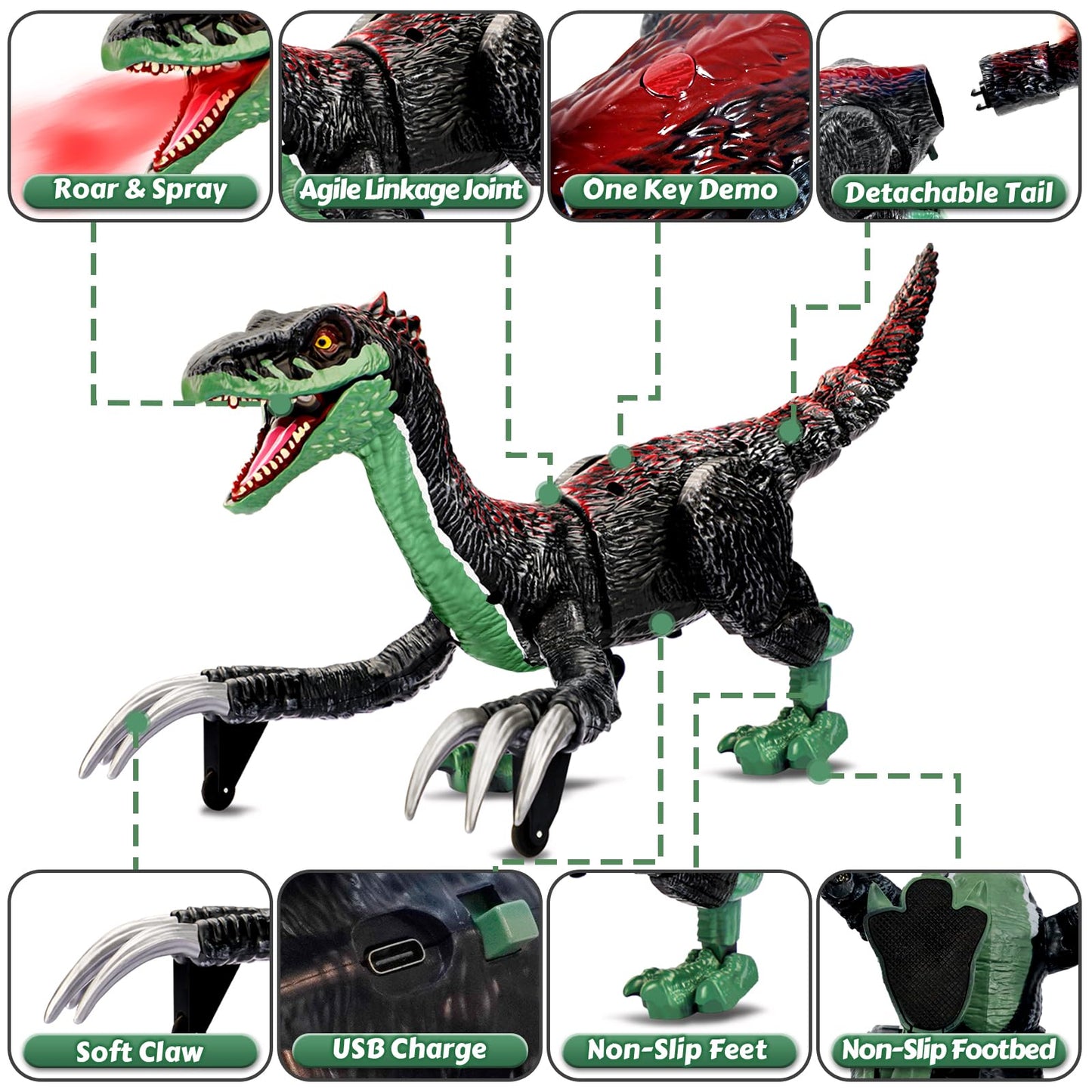 Hayxun Remote Control Dinosaur Toys For Kids 3-12, 18.2'' Jurassic Therizinosaurus Toys Imitates Walking, Roars - 2.4 Ghz Rc Rob