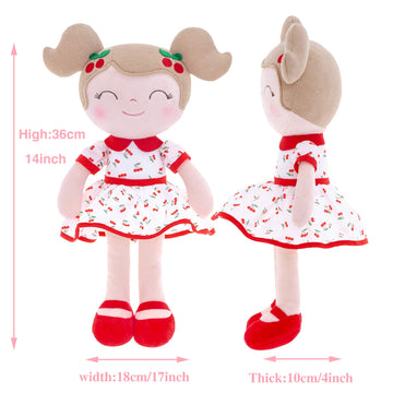 Gloveleya Baby Doll Girl Gifts Plush Toys Soft Dolls Baby Gifts Cherry Girl Red 14 Inches with Gift Box New
