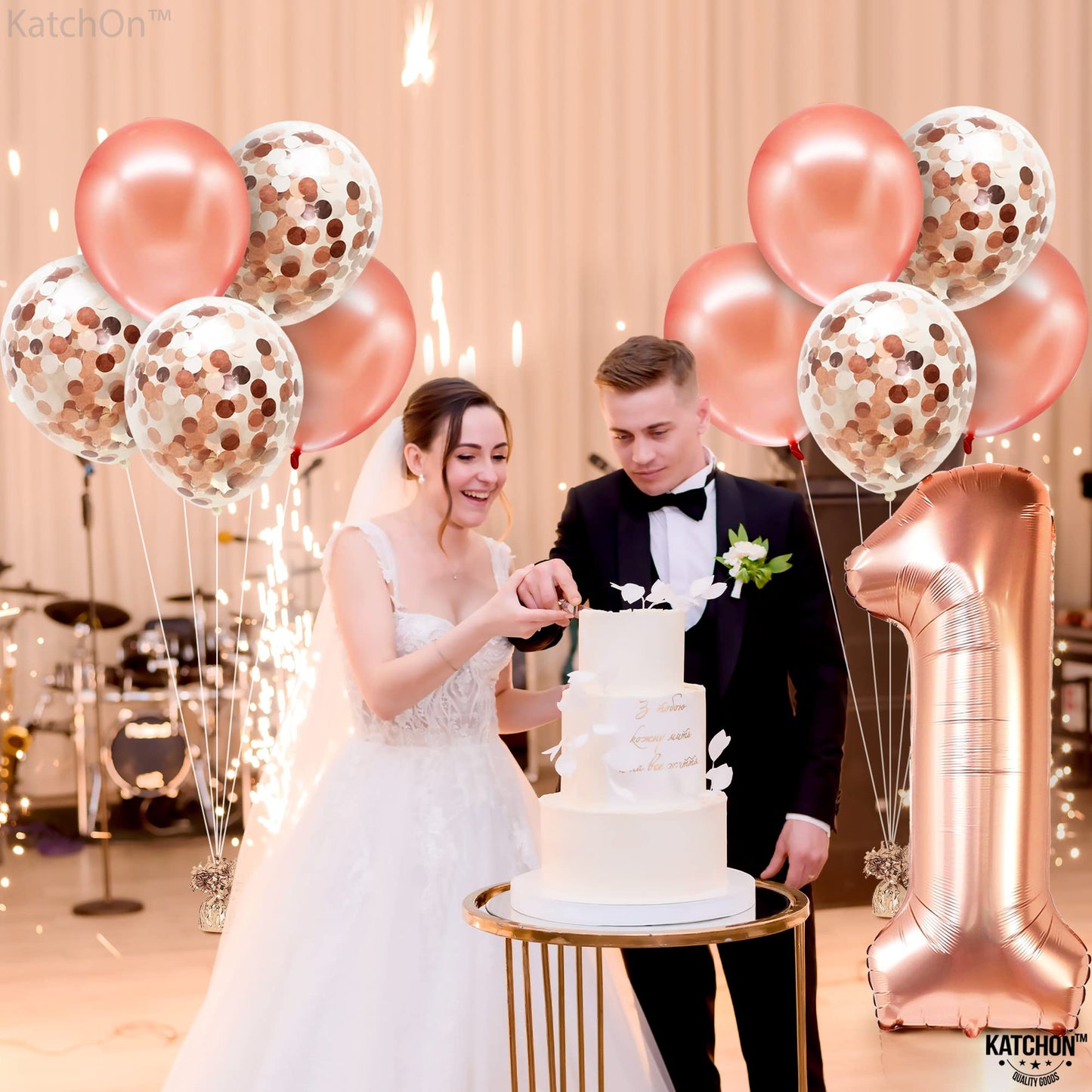 KatchOn, Giant Rose Gold 1 Balloon Set - 40 Inch | 1 Balloons for 1st Birthday | First Birthday Decorations for Girl | Number On