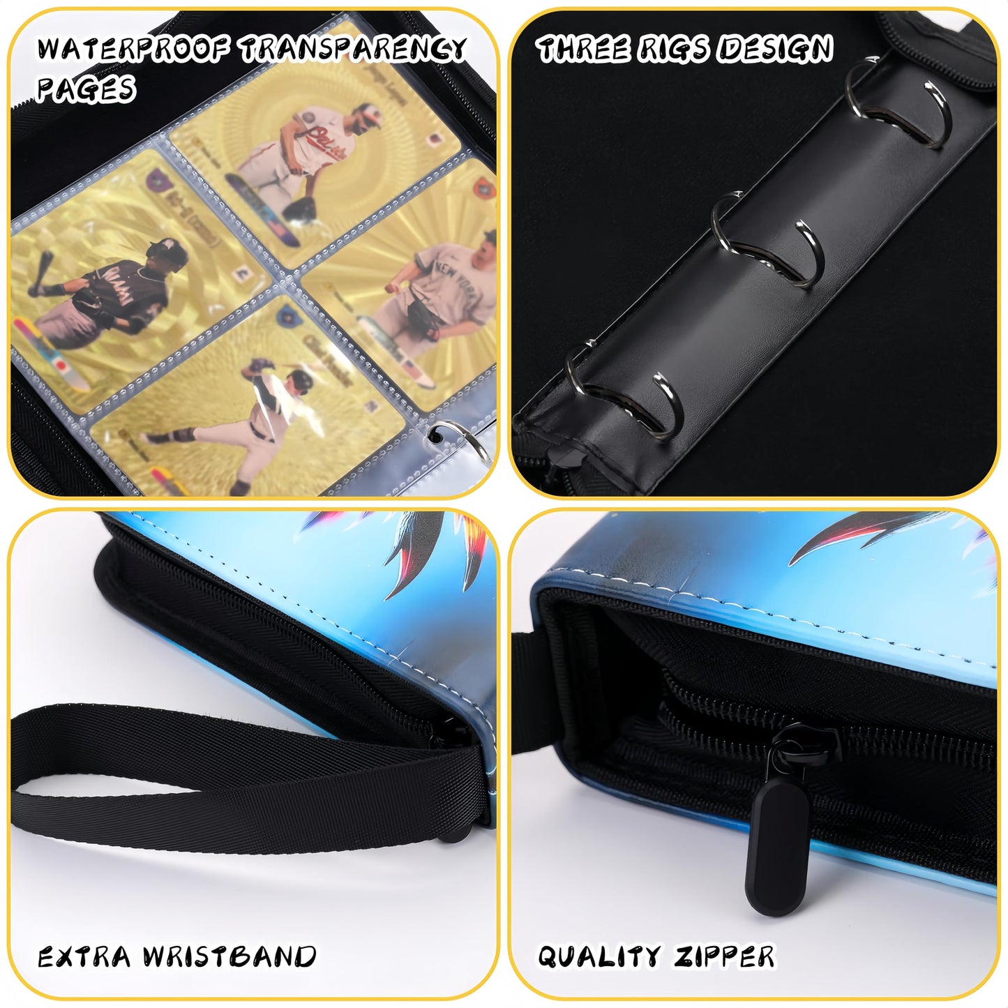 Trading Card Storage Album - 900 Pocket Card Binder with 50 Durable 9-Pocket Pages  Zipper Closure Collector's Album  Removable Sleeves for Card Protection  Perfect for Collectible Trading Cards