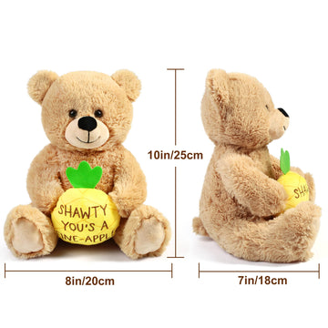 Benben Shawty U Fine Teddy Bear, Valentines Day Gifts For Her, Women, Girlfriend, Wife, 10 Inch Teddy Bear Stuffed Animal With Pineapple, Funny Bear Plush Toy For Birthday, Anniversary, Christmas