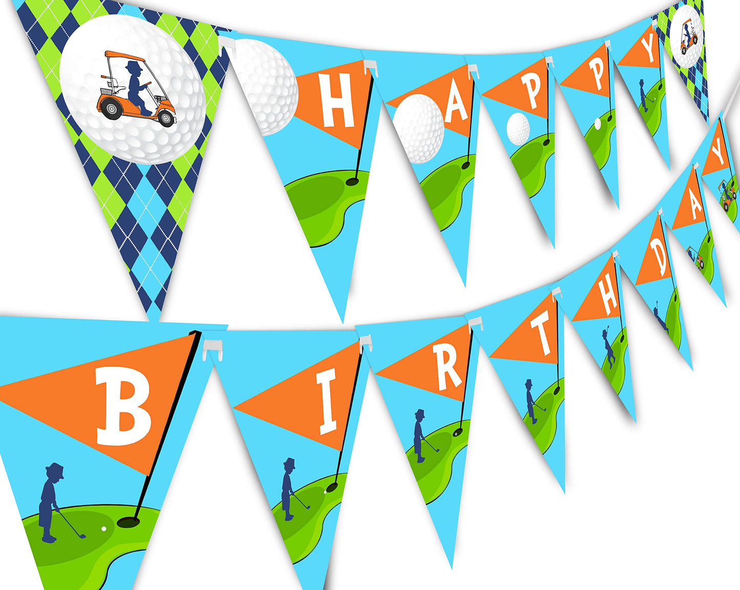 Golf Party Happy Birthday Banner Pennant