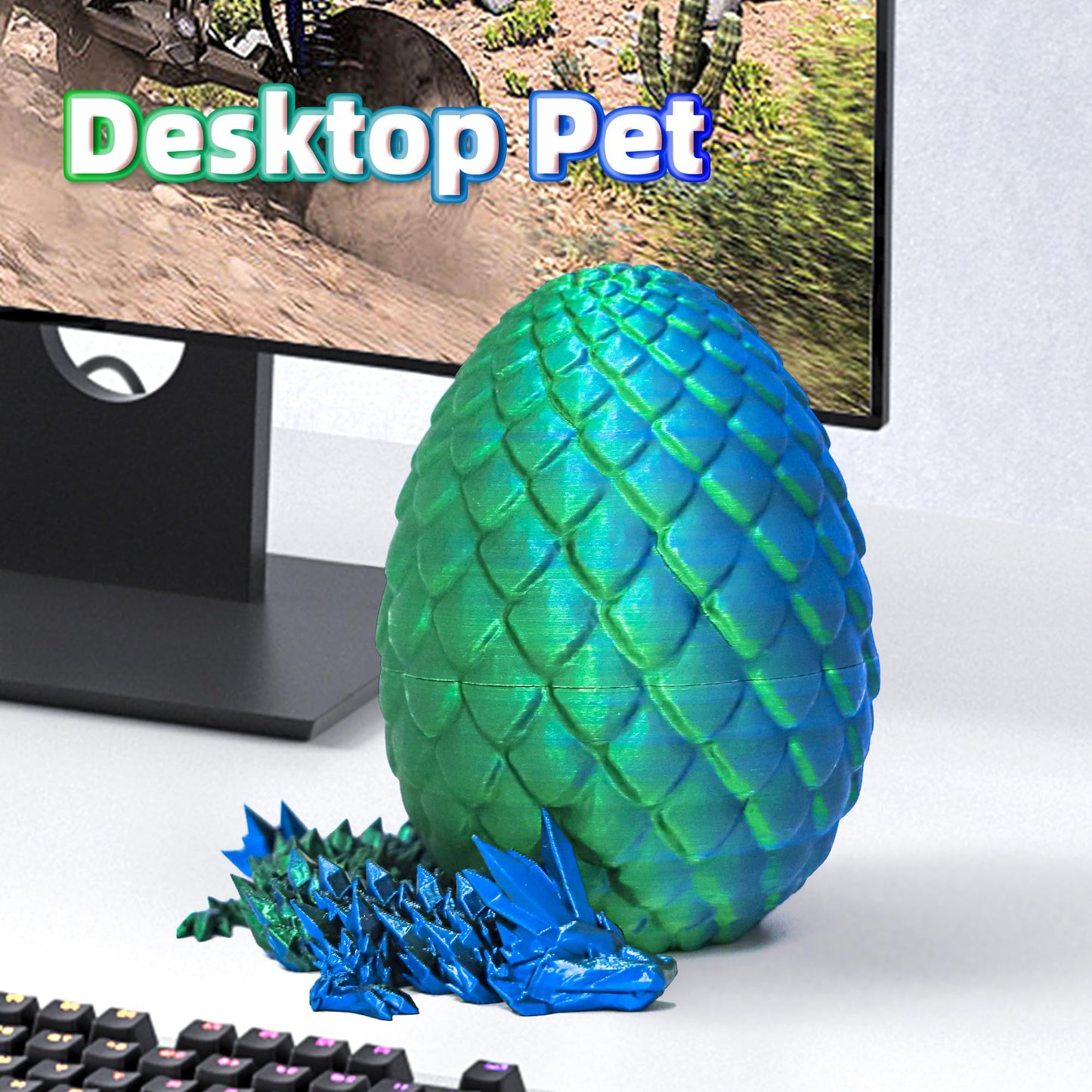 Flavery Dragon Egg - 3D Dragon Egg With Flexible Pearly Sheen Dragon Inside, 3D Printed Surprise Gift, Articulated Dragon Egg Fi
