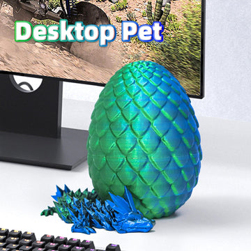 Flavery Dragon Egg - 3D Dragon Egg With Flexible Pearly Sheen Dragon Inside, 3D Printed Surprise Gift, Articulated Dragon Egg Fi