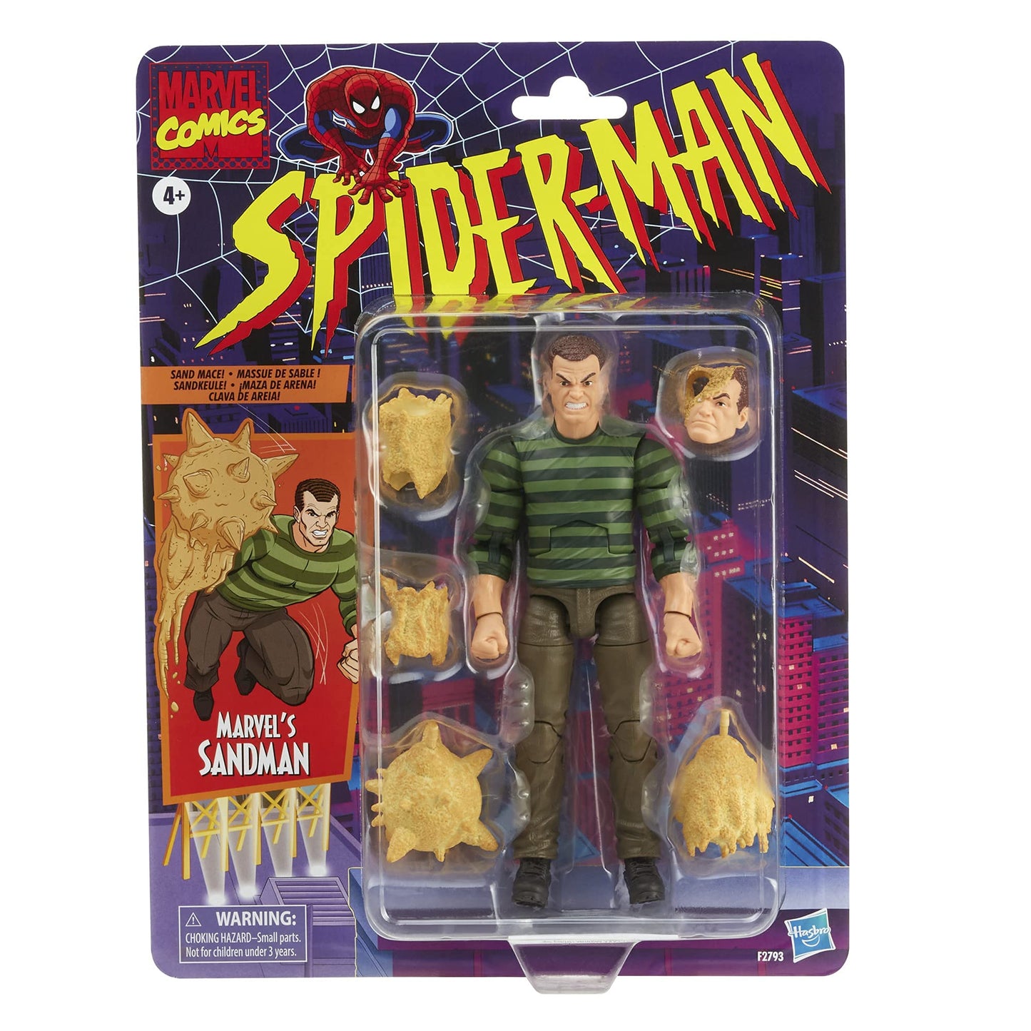 Spider-Man Marvel Legends 6-inch Sandman Action Figure Toy, Multicolor, Includes 5 Accessories, F2793