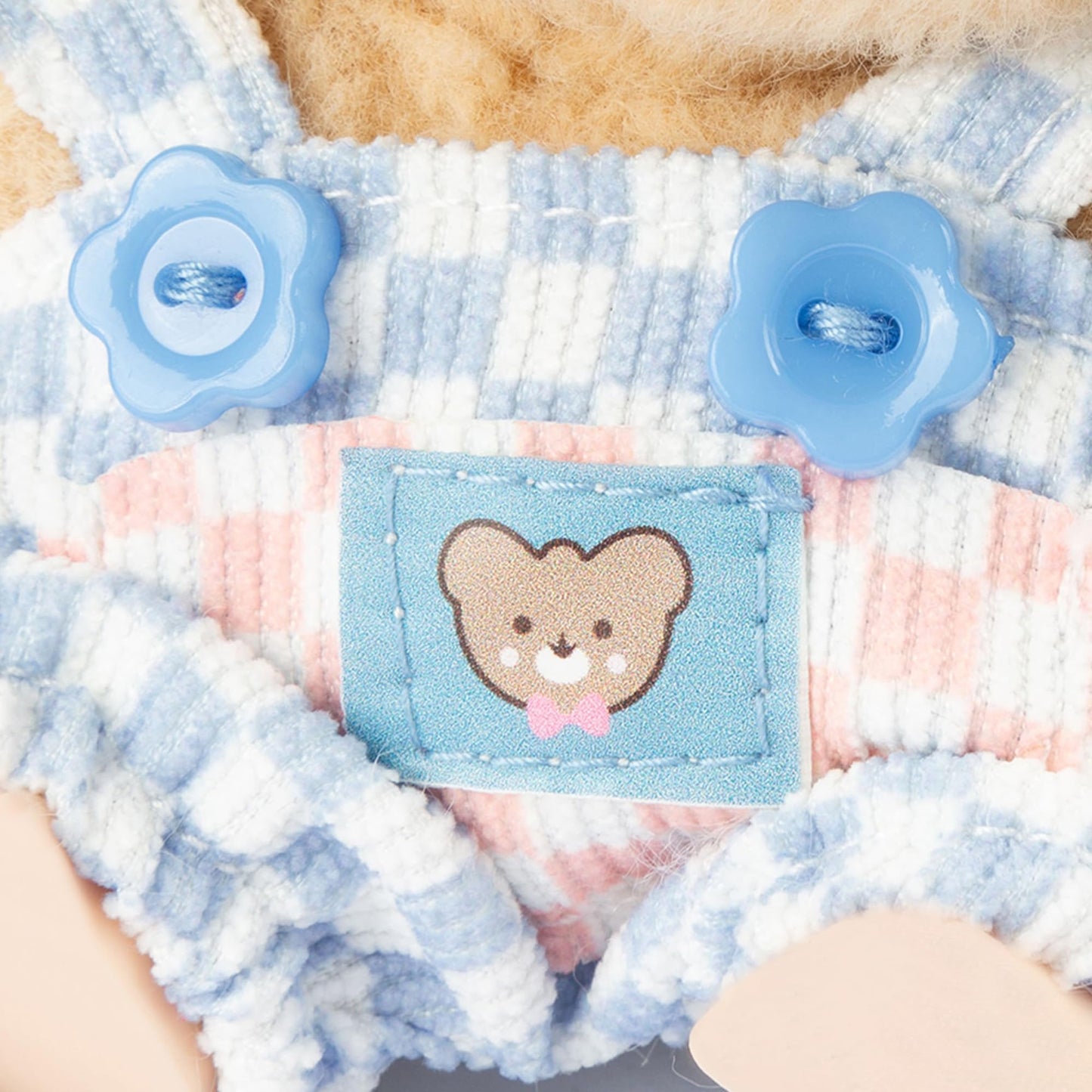 17cm Doll Clothes - Kawaii Chic Style Set for 17cm Dolls  Cute Doll Outfit with Accessories - Blue and White Check Romper + Heart Shaped Blue Hat (NO Doll)