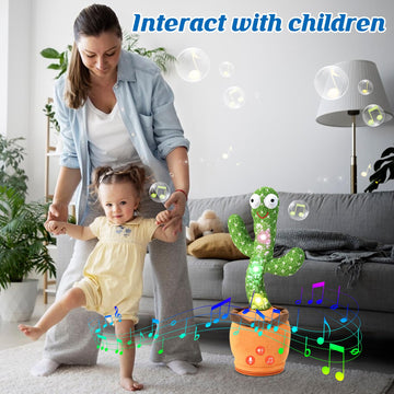Sanjoin Dancing Talking Cactus Toy For Baby Toddler, Boys Girls Gifts Singing Mimicking Cactus Toy Recording Repeating What You Say Cactus Baby Toy With 120 English Songs (Green)