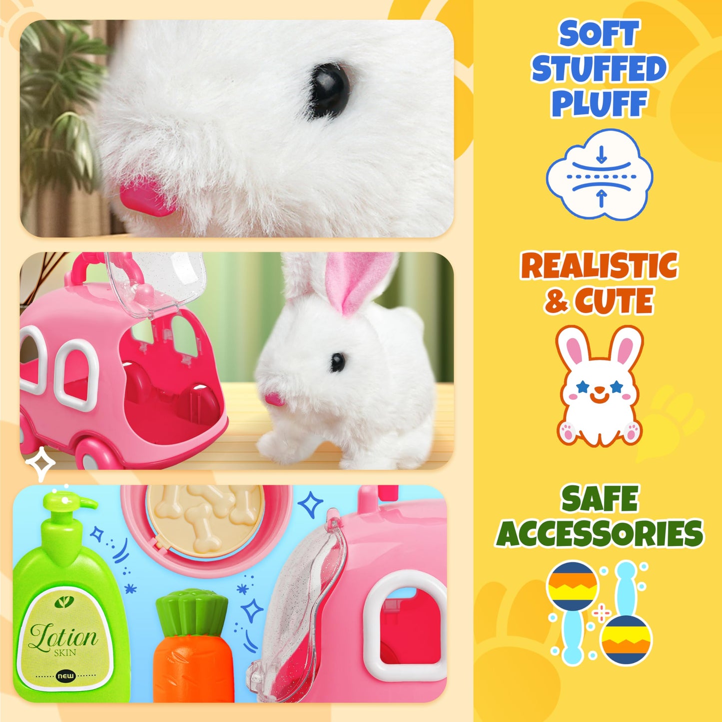 Smilesskiddo Hopping Bunny Toys For Girls - Electronic Jumping Rabbit With Wiggle Ears Twitch Nose, Storage Cage And Accessories