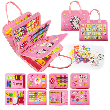 Learntoy Montessori Busy Board For Girls 1 2 3 Year, Sensory Toys For Toddlers 1-3, Ideal For Travel And Preschool - Abcs, 123S,