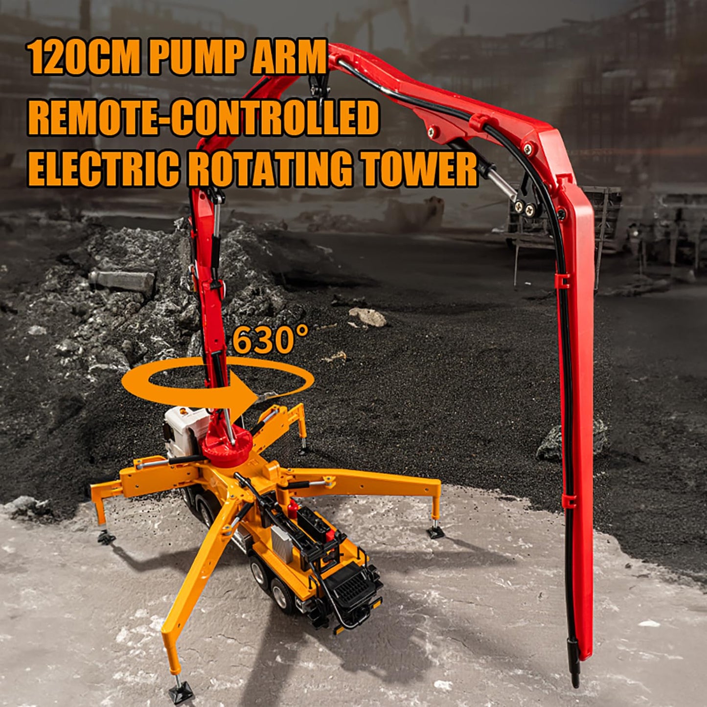 Ssccgym 18.9 Inches 11 Channel Remote Control Cement Pump Truck 1/18 Scale 2-Batteries 2.4Ghz Rc Concrete Construction Vehicle W