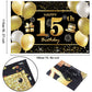 IMISI 15th Birthday Banner - Gold Polyester Decorations for Men's Party