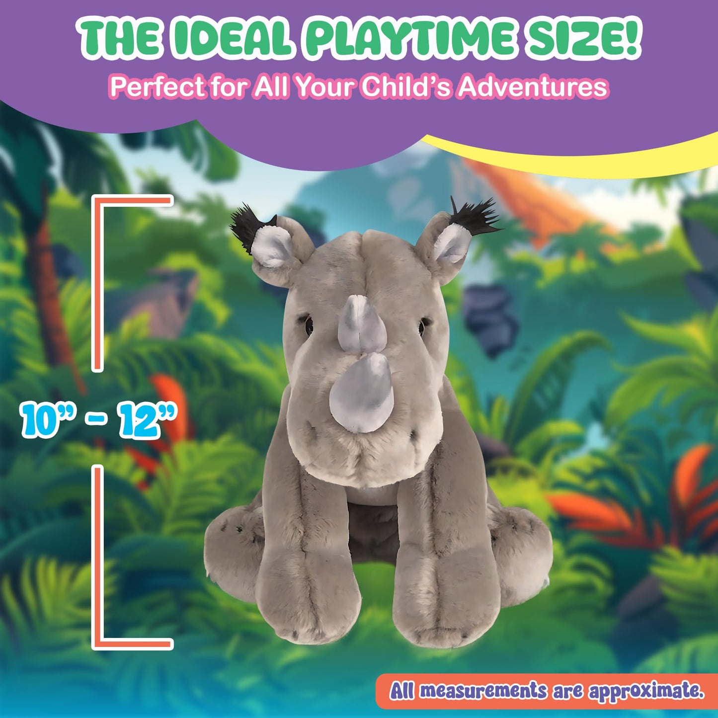 Forest & Twelfth 12'' Stuffed Rhinoceros Plush, Heirloom Collection Stuffed Animal, Premium Materials, Best Gift For Kids Age 3+