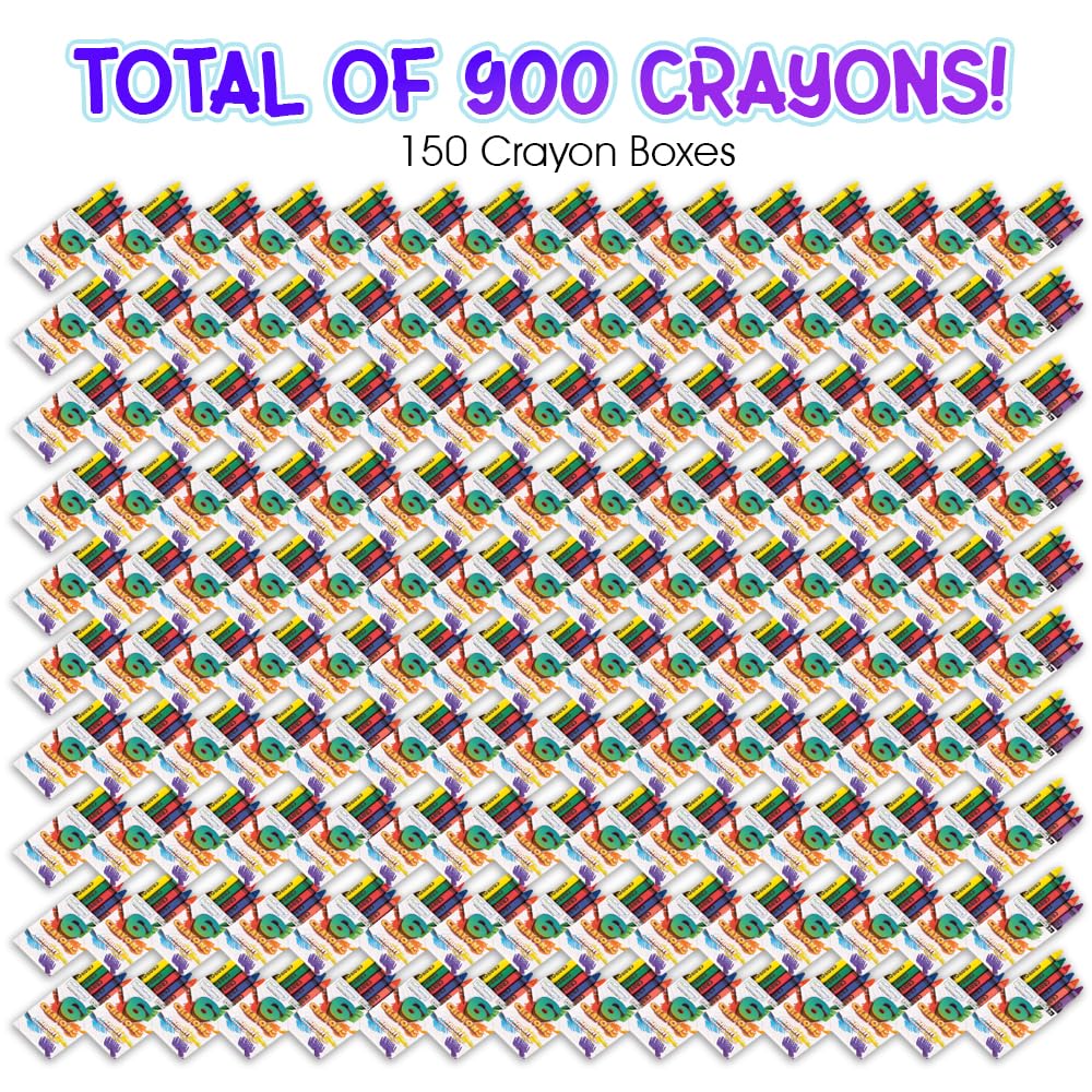 ArtCreativity Crayons Bulk Set - 150 Crayon Packs - 6 Crayons in Each Pack - 900 Total - Crayons for Kids in Red, Orange, Yellow
