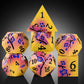 DNDND Flowers Metal Dice, 7 PCS Metallic DND Dice with Gorgeous Gift Case for D&D Dungeons and Dragon Tabletop Game (Earth Yello