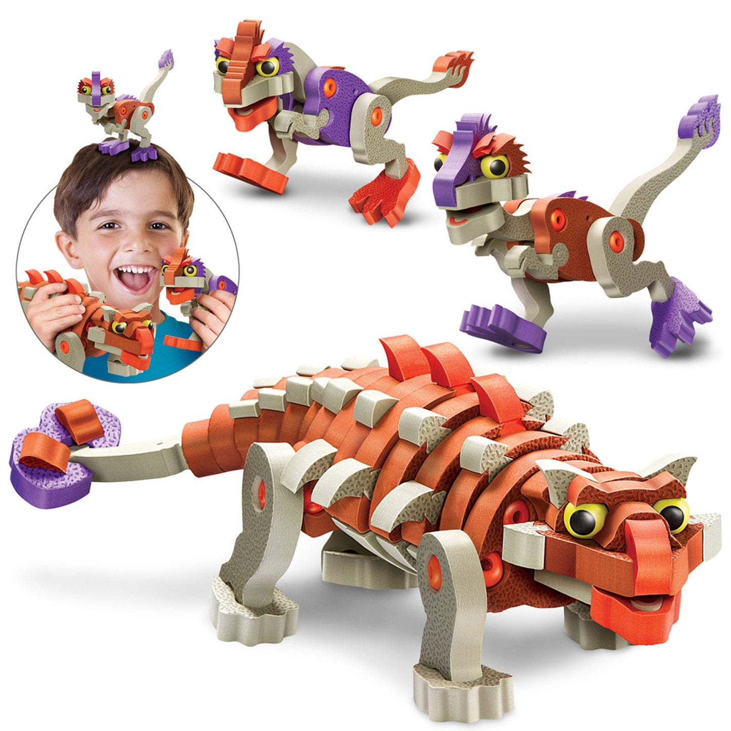 Bloco Toys Ankylosaur & Young Raptors | Stem Toy | Jurassic Dinosaurs | Diy Building Construction Set (200 Pieces)