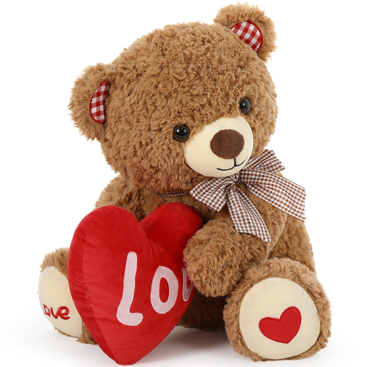Morismos Valentine'S Day Teddy Bear, 17' Valentine Gift Teddy Bear With Big Red Heart Love Plush For Girlfriend, Wife, Her, Him