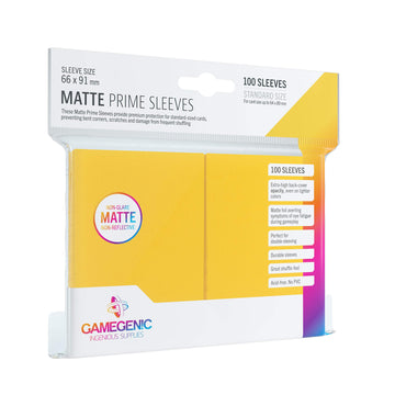 Matte Prime Standard-Sized Card Sleeves | 100 Pack Of 66 Mm By 91 Mm Card Sleeves | Premium Quality Card Game Holder | Use With Tcg And Lcg Games | Yellow Color | Made By Gamegenic