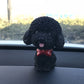 IBWell Mini Bobbing-Head Dog Toy for Car Dashboard, Black Poodle, Resin, Model yt8003322