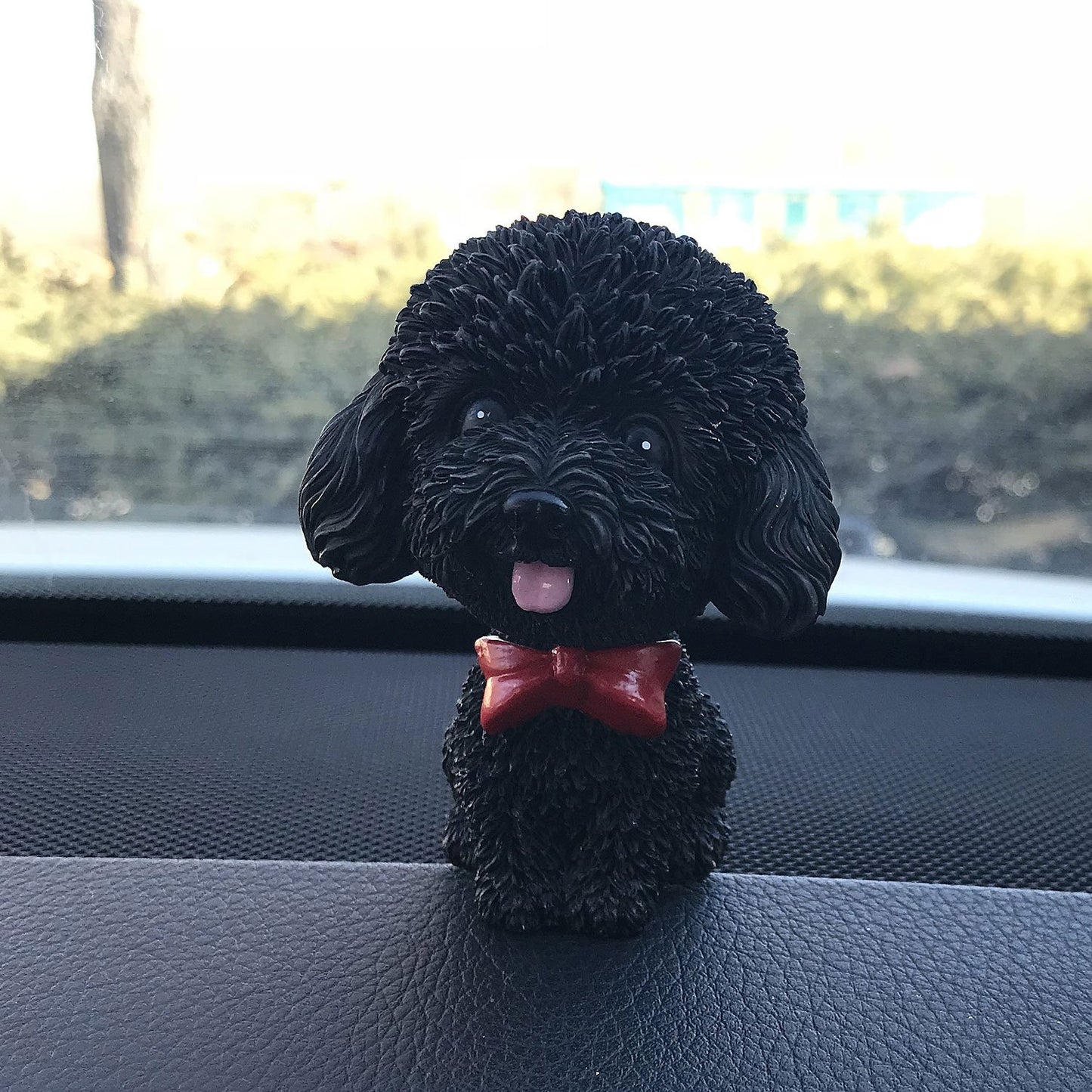 IBWell Mini Bobbing-Head Dog Toy for Car Dashboard, Black Poodle, Resin, Model yt8003322