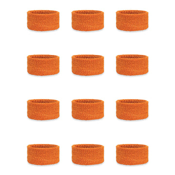 Couver Kids Children 1 Inch - Orange Cotton Terry Cloth Wristband for School, Church, YMCA Activities or evens(6 Pairs)