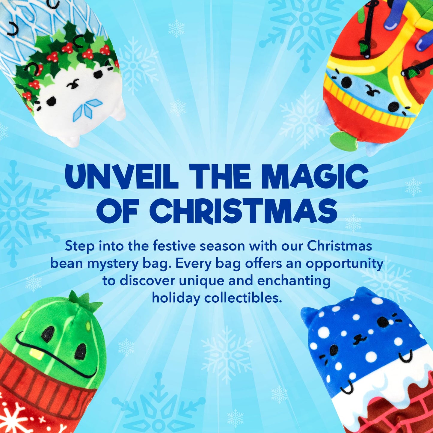 Cats Vs Pickles 4 Pack Christmas Bean Mystery Bags - 4 Inch Bean Filled Plushies - Stocking Stuffers - Blind Bags For Girls And