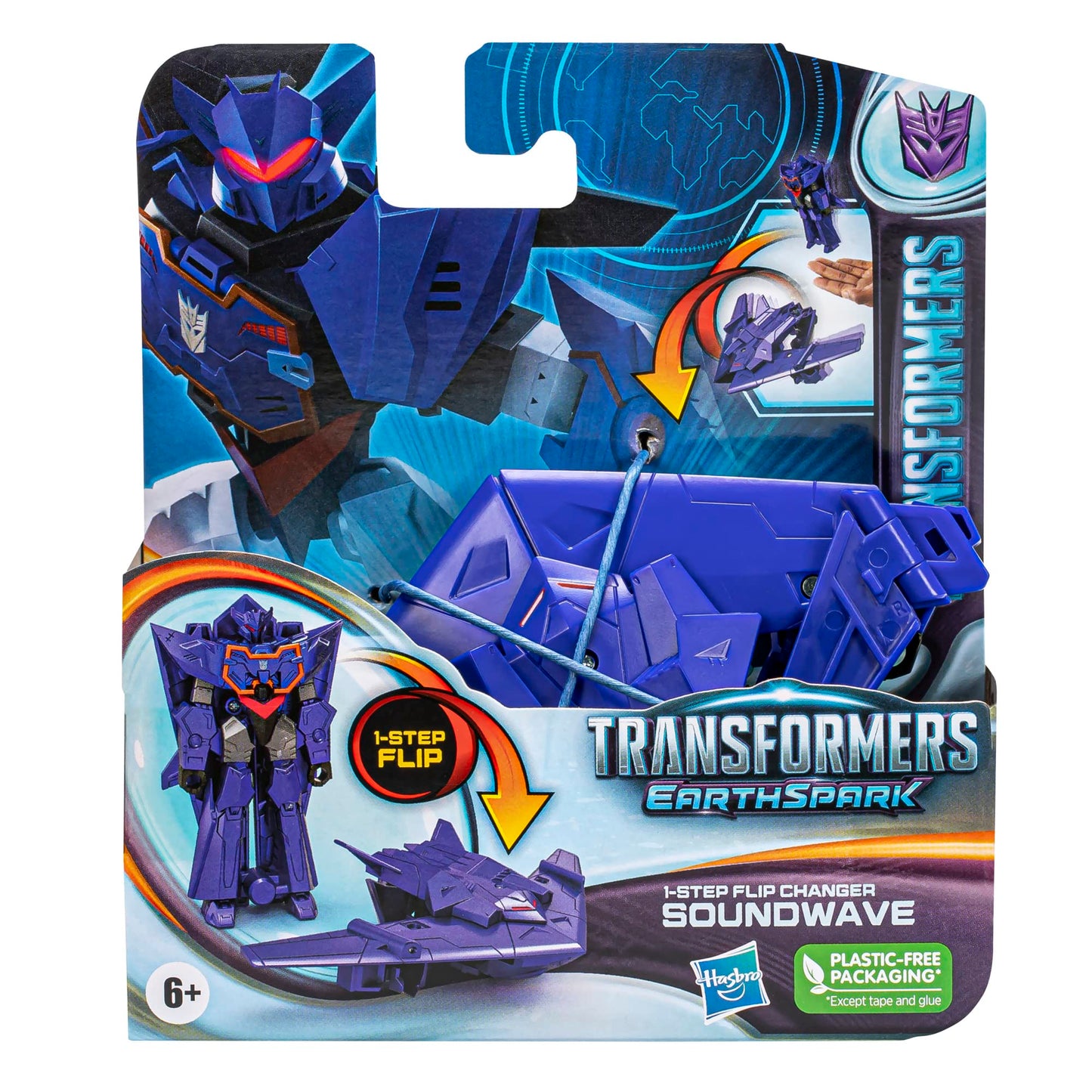 Transformers 1-Step Flip Changer Soundwave Action Figure, 4-Inch, Blue, Model F6714, Robot Toy for Ages 6 and Up