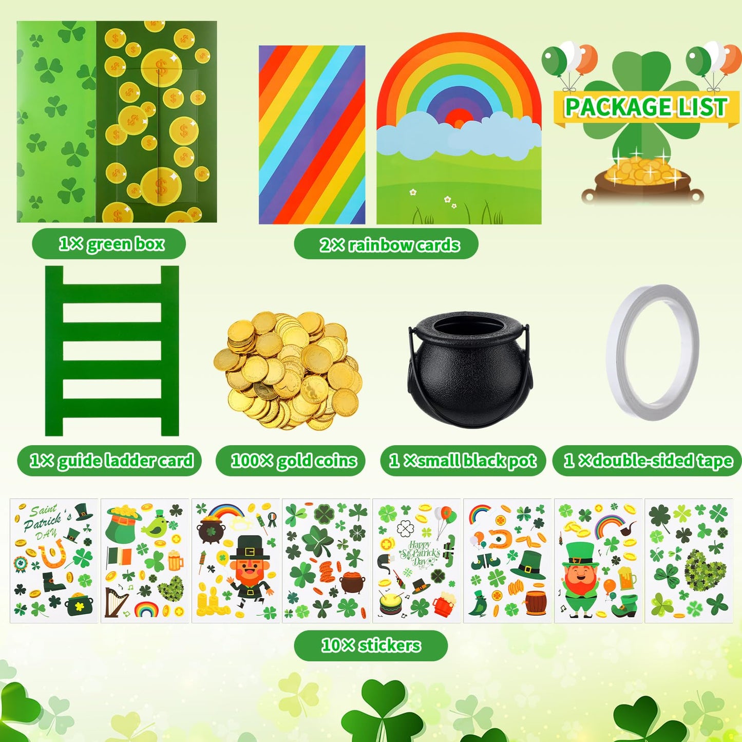 Halloscume 116pcs DIY Leprechaun Trap Kit St Patricks Day Decorations DIY to Catch a Leprechaun Trap Craft Set Rainbow Irish Th