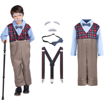 Rabtero Boys' Old Man Costume, 100 Days Of School, Size 4-6, Polyester, For Little Kids