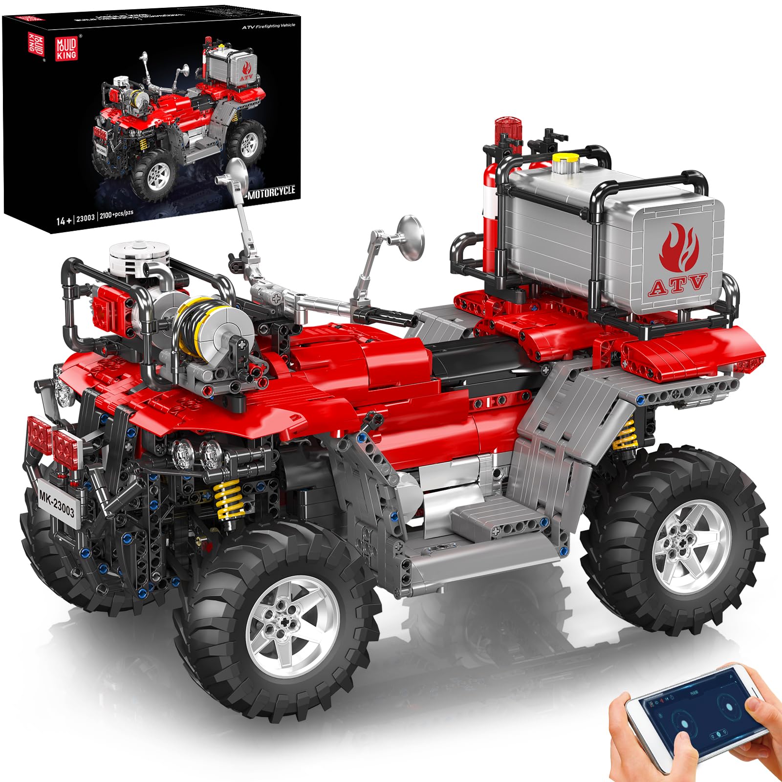 Mould King Fire Truck ATV Building Set  2100+ Pcs RC/APP Control All-Terrain Vehicle Building Blocks Kits That Run with Equipment Model  Collectible Gift for mature-themeds Teens