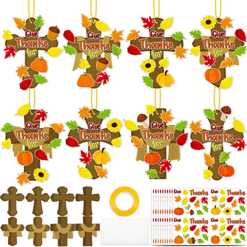 40Sets Thanksgiving Crafts for Kids Christian Fall Cross Hanging Decorations Religious Classroom Sunday Activity Autumn Church P