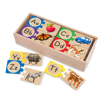 Melissa & Doug Self-Correcting Alphabet Wooden Puzzles With Storage Box (52 Pcs)