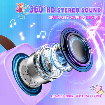 Mermaid Karaoke Microphone Machine Toys: Colorful LED Portable Bluetooth Speaker with 2 Wireless Mics Toys Gifts for 4 5 6 7 8 9
