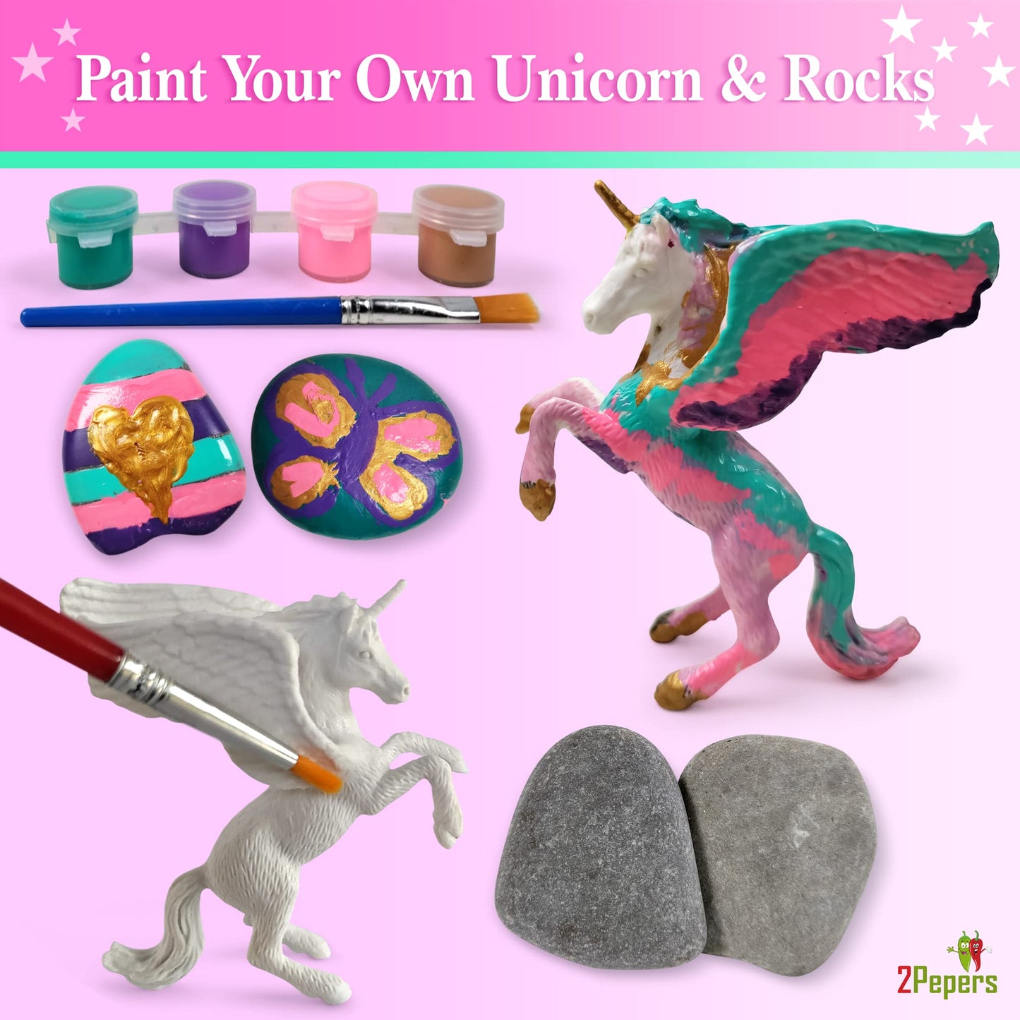 2Pepers Make Your Own Unicorn Night Light Arts and Crafts for Kids, DIY Unicorns Gifts for Girls Ages 2 3 4 5 6 7 8 Years Old, K