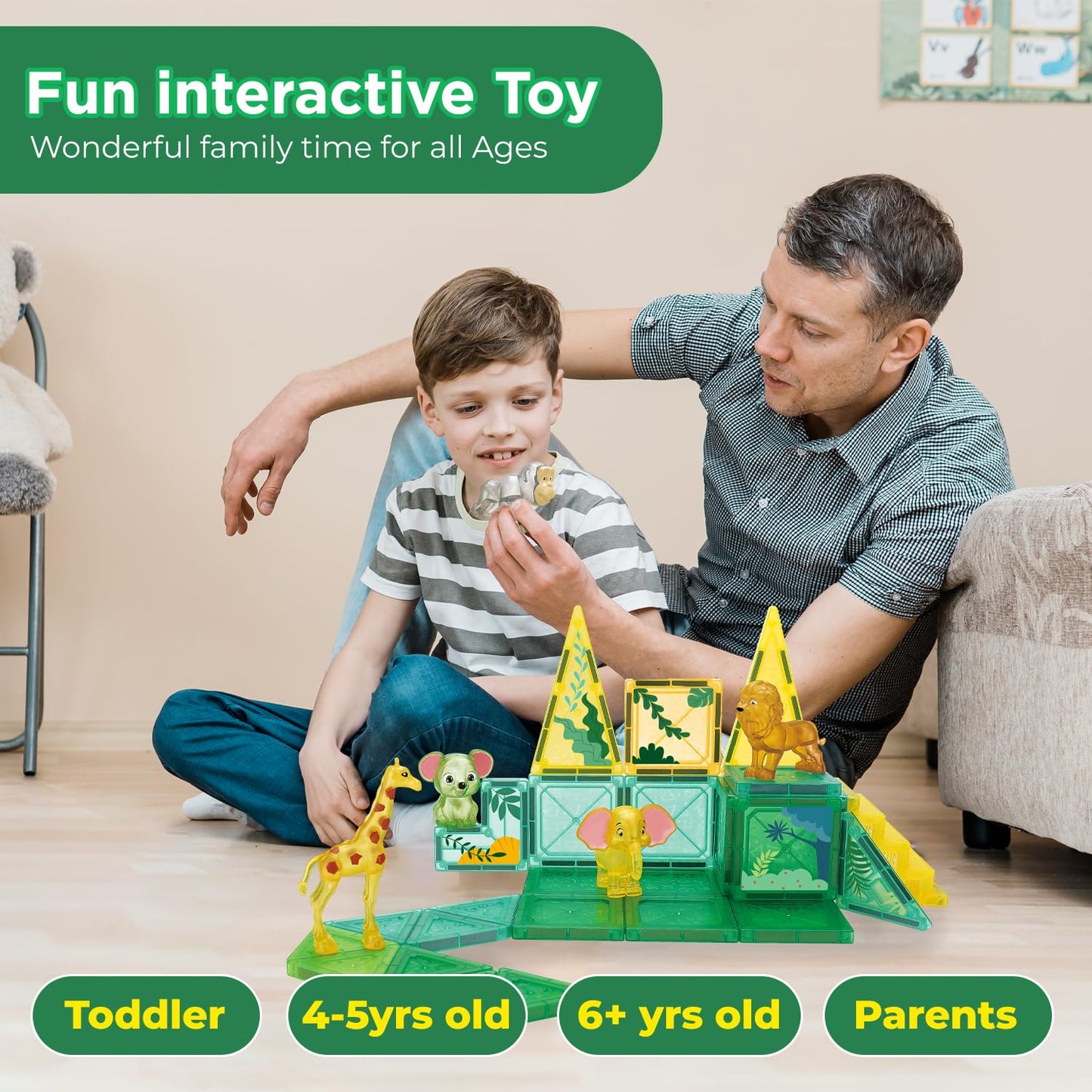 Magnetic Tiles For Kids Ages 4-8 Educational Toys Magnet Building Blocks 54 Set Montessori Cubes For Boys Girls Gift Birthday Pr
