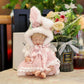 Reborn Baby Doll 12 Inch - Full Vinyl Body Dreamy Girl With Bunny Hat & Lace Flower Dress - Realistic Collectible Baby Doll Gift