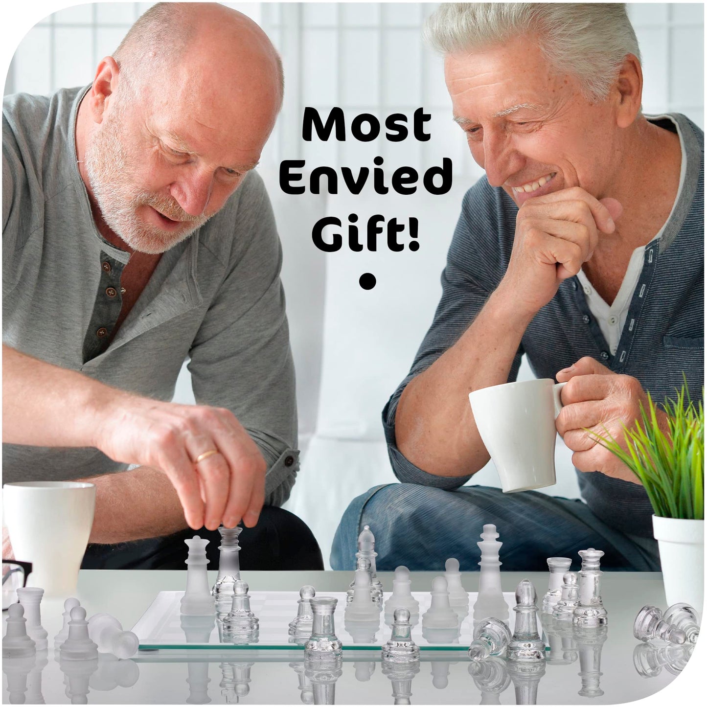 Srenta Fine Glass Chess Set Game, Modern Clear Chess Set, Deluxe Chess Set Glass Chess Board Set With Solid Clear & Frosted Chess Glass Pieces | 9.7’’ Crystal Chess Boards Sets, Felt Padding Included