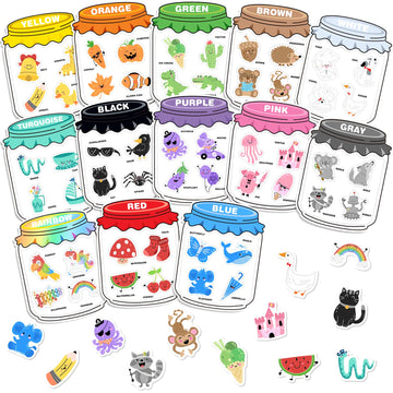 Creatoy Magnetic Color Sorting Set, 13 Colors Sorting Magnets For Fridge, Whiteboard, 78 Pcs Color Matching Games For Kids, Colo