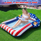 American Flag Pool Floats for mature-themeds with Pillow & Cup Holder  70 x 46 Large Inflatable Tanning Pool Float Lounger  Sunbathing Water Bed Pool Floatie for mature-themed 4th of July Pool Party Patriotic Beach