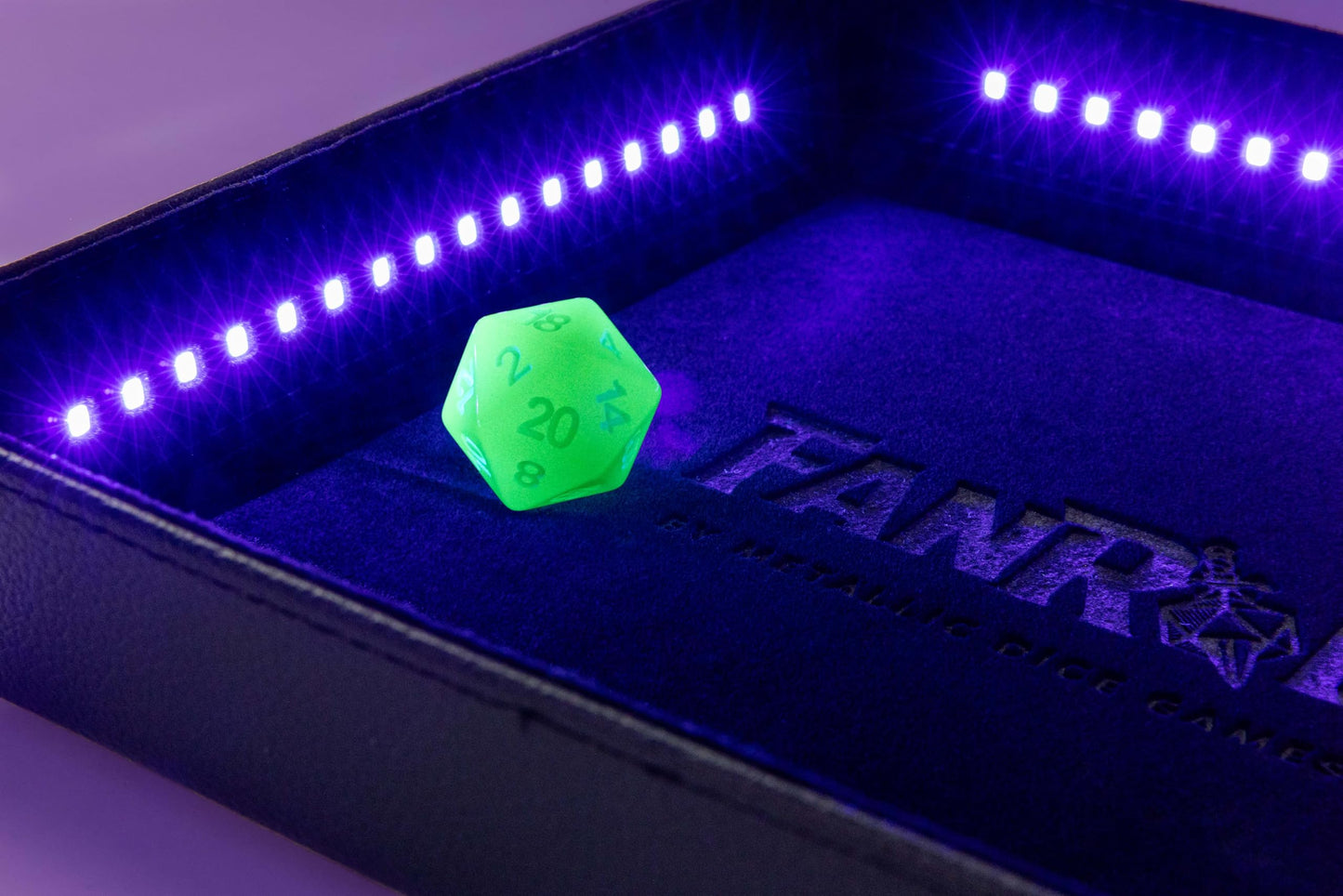 Metallic Dice Games FanRoll Black Light Tray