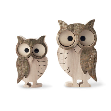 Forest Decor Wood Owl Decor, Owl Figurines, Wildlife Bird Owl Statue, Rustic Animal Sculpture, Perfect Owl Lover Gift, Small Dec