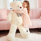 IKASA 47-Inch White Giant Teddy Bear Plush Toy - Soft Stuffed Animal for Kids and Adults, Perfect Gift for Any Occasion