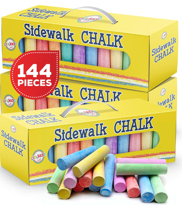 144 PCS Jumbo Washable Sidewalk Chalk Set Non-Toxic Jumbo Chalk for, Painting on Chalkboard, Playground, Blackboard, and Outdoor