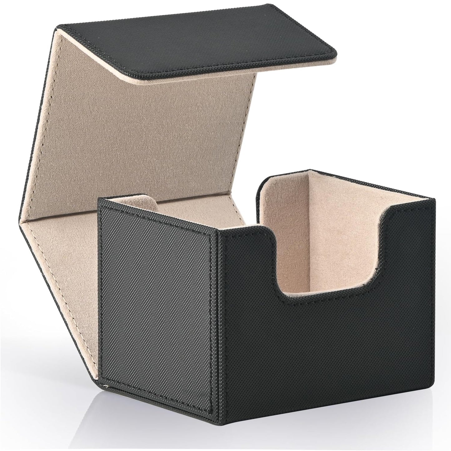 Zlca Card Deck Box For Trading Cards, Mtg Commander Deck Box Holds 120+ Single Sleeved Cards, Leather Magnetic Card Storage Box Fits For Tcg Ccg Magic Cards (Black& Gold)