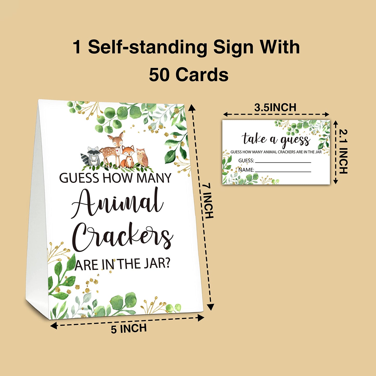 Detiho Woodland Guess How Many Animal Crackers Are In The Jar Baby Shower Game Cards,Jungle Safari Theme Baby Shower Games-1 Sig