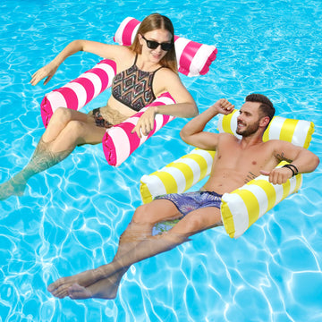 2 Pack Inflatable Pool Floats 4-In-1 Pool Hammock With Bottom Mesh 3 Tubes Inflatable Hammock For Adults,Portable Floating Chair